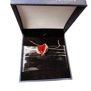 Rose Gold Heart Pendant Necklace with Red Crystal Valentine's Gift